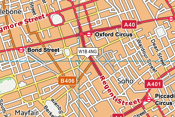 W1B 4NG map - OS VectorMap District (Ordnance Survey)