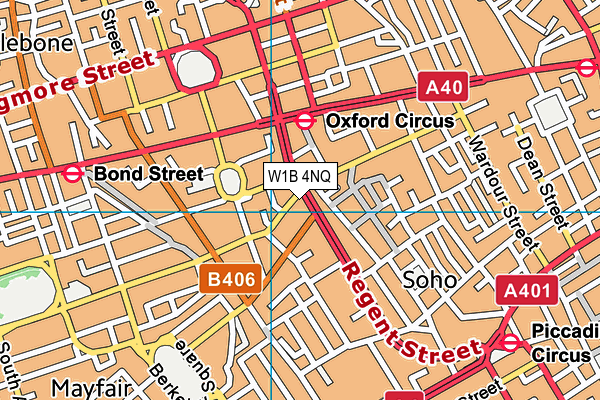 W1B 4NQ map - OS VectorMap District (Ordnance Survey)