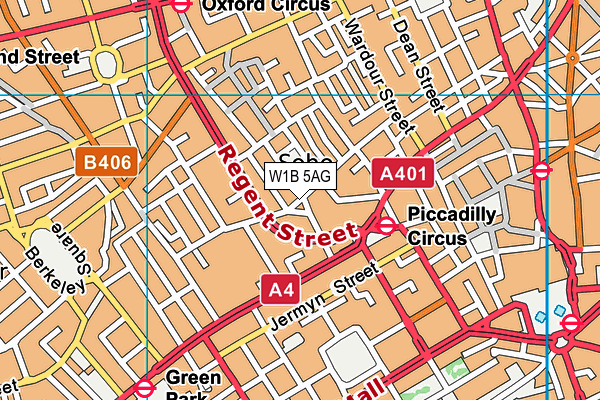 W1B 5AG map - OS VectorMap District (Ordnance Survey)