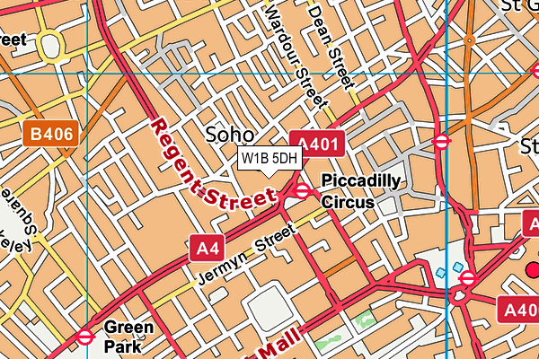 W1B 5DH map - OS VectorMap District (Ordnance Survey)