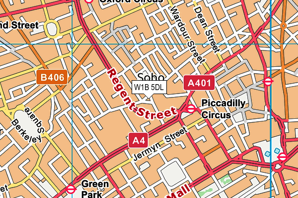 W1B 5DL map - OS VectorMap District (Ordnance Survey)
