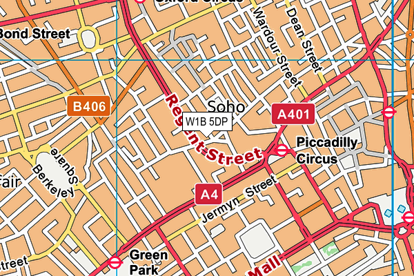 W1B 5DP map - OS VectorMap District (Ordnance Survey)