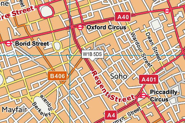 W1B 5DS map - OS VectorMap District (Ordnance Survey)