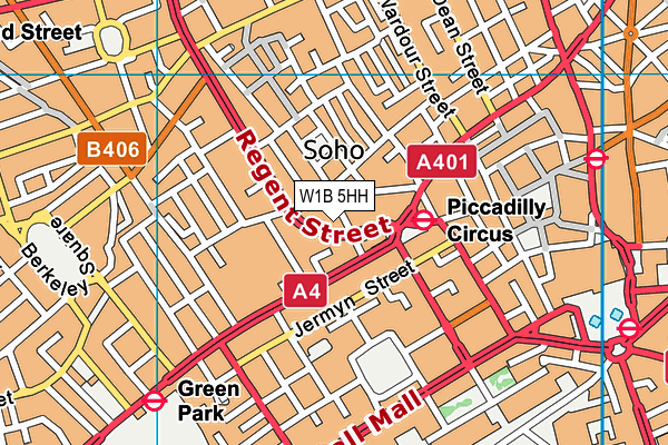 W1B 5HH map - OS VectorMap District (Ordnance Survey)