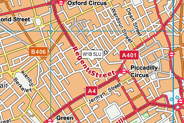 W1B 5LU map - OS VectorMap District (Ordnance Survey)