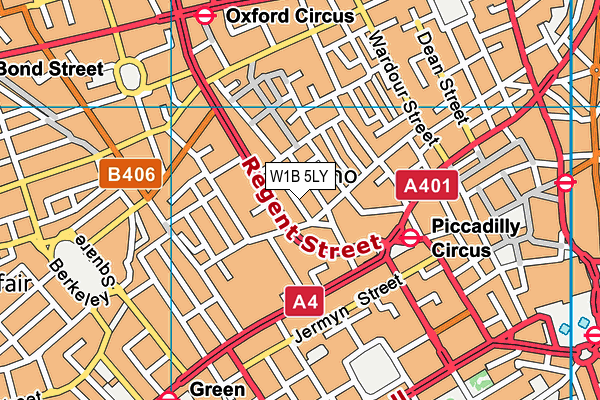 W1B 5LY map - OS VectorMap District (Ordnance Survey)