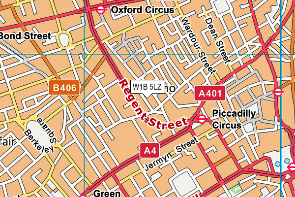 W1B 5LZ map - OS VectorMap District (Ordnance Survey)