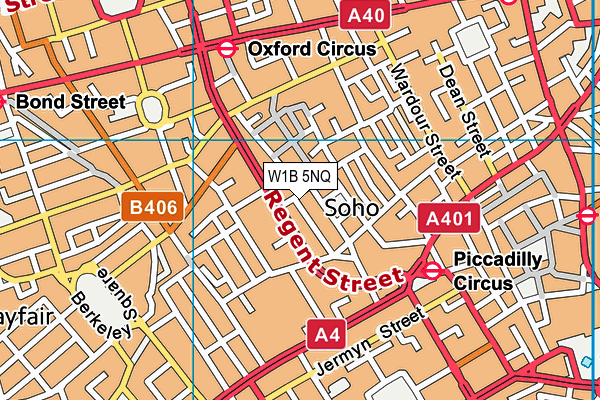 W1B 5NQ map - OS VectorMap District (Ordnance Survey)