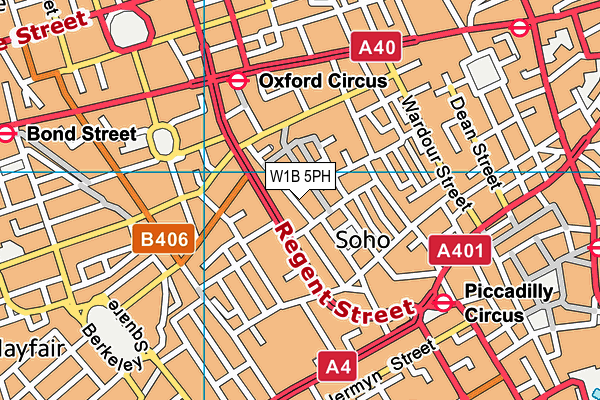 W1B 5PH map - OS VectorMap District (Ordnance Survey)