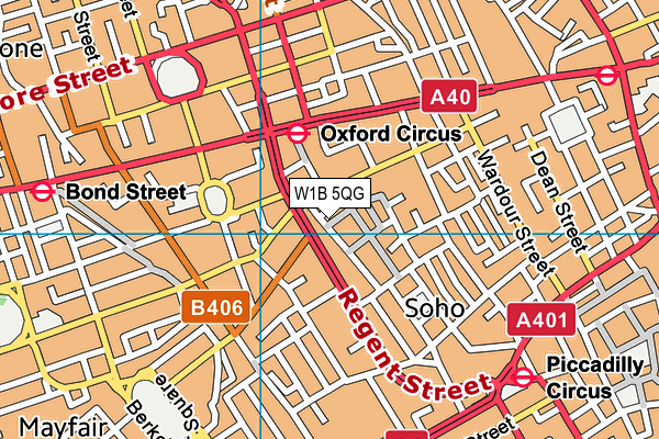 W1B 5QG map - OS VectorMap District (Ordnance Survey)