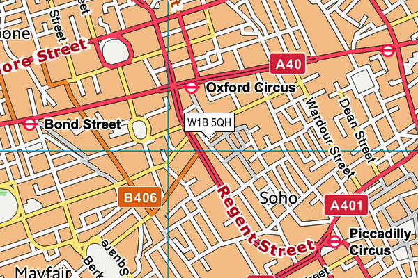 W1B 5QH map - OS VectorMap District (Ordnance Survey)