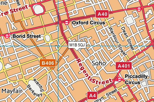 Dw Fitness First (London Carnaby Street) (Closed) map (W1B 5QJ) - OS VectorMap District (Ordnance Survey)