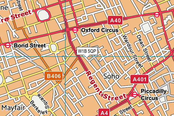 W1B 5QP map - OS VectorMap District (Ordnance Survey)