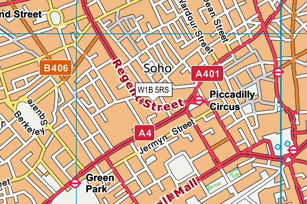 W1B 5RS map - OS VectorMap District (Ordnance Survey)