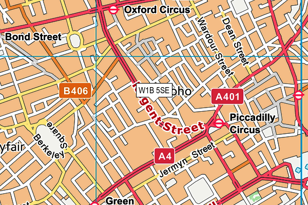 W1B 5SE map - OS VectorMap District (Ordnance Survey)