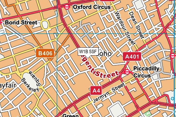 W1B 5SF map - OS VectorMap District (Ordnance Survey)