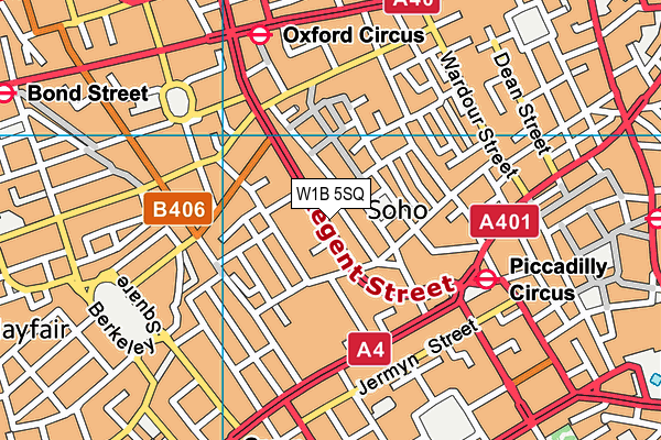 W1B 5SQ map - OS VectorMap District (Ordnance Survey)