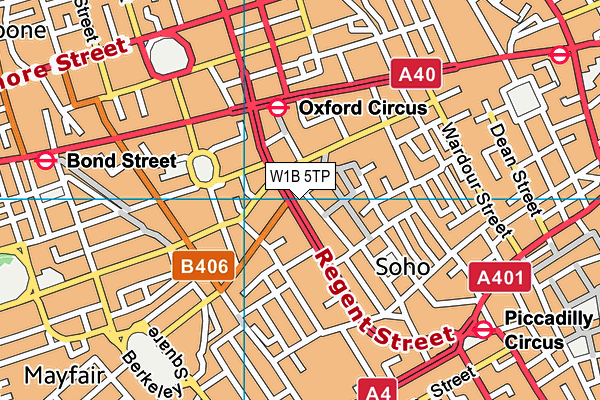 W1B 5TP map - OS VectorMap District (Ordnance Survey)