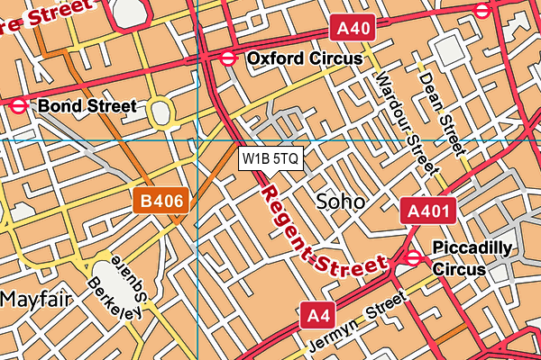 W1B 5TQ map - OS VectorMap District (Ordnance Survey)