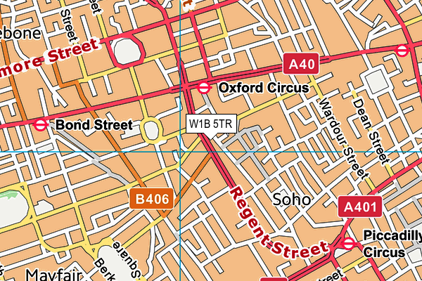 W1B 5TR map - OS VectorMap District (Ordnance Survey)