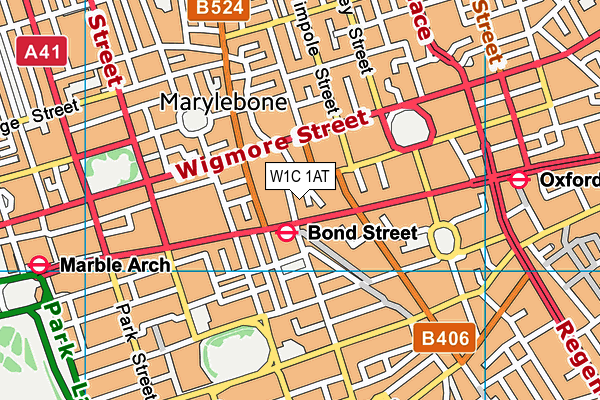 W1C 1AT map - OS VectorMap District (Ordnance Survey)