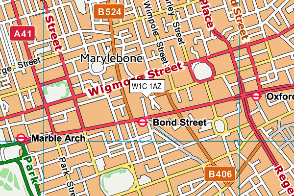 W1C 1AZ map - OS VectorMap District (Ordnance Survey)