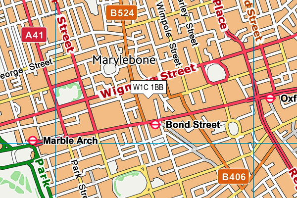 W1C 1BB map - OS VectorMap District (Ordnance Survey)