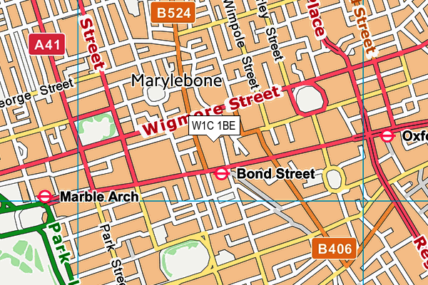 W1C 1BE map - OS VectorMap District (Ordnance Survey)