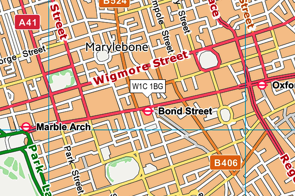 W1C 1BG map - OS VectorMap District (Ordnance Survey)