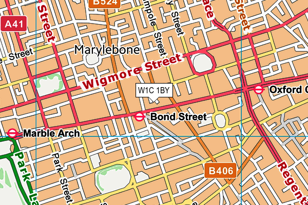 W1C 1BY map - OS VectorMap District (Ordnance Survey)