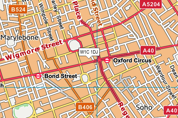 W1C 1DJ map - OS VectorMap District (Ordnance Survey)