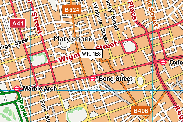 W1C 1ES map - OS VectorMap District (Ordnance Survey)