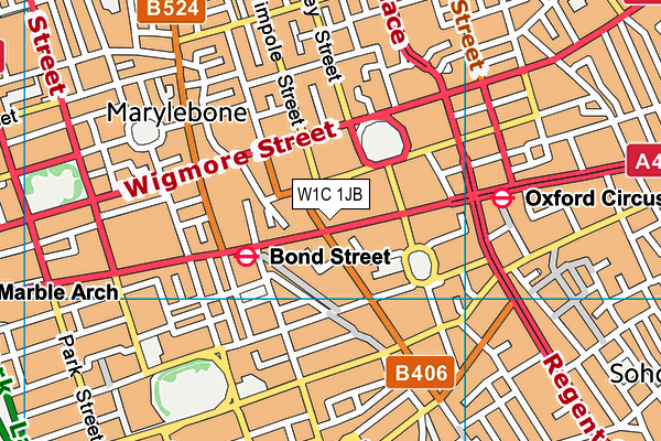 W1C 1JB map - OS VectorMap District (Ordnance Survey)