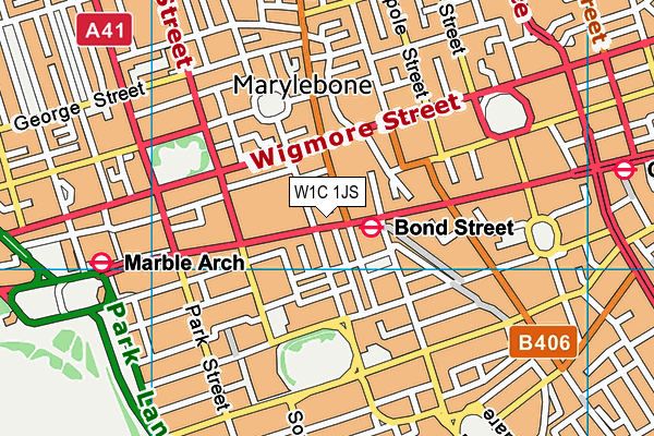 W1C 1JS map - OS VectorMap District (Ordnance Survey)