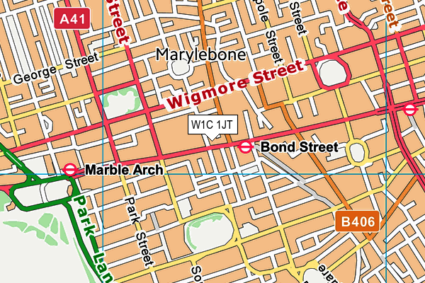 W1C 1JT map - OS VectorMap District (Ordnance Survey)