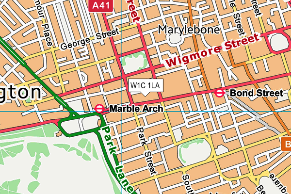 W1C 1LA map - OS VectorMap District (Ordnance Survey)
