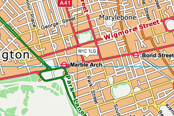 W1C 1LG map - OS VectorMap District (Ordnance Survey)