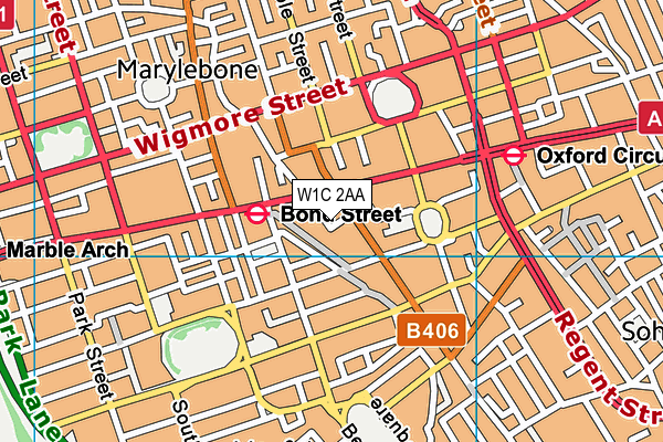 W1C 2AA map - OS VectorMap District (Ordnance Survey)