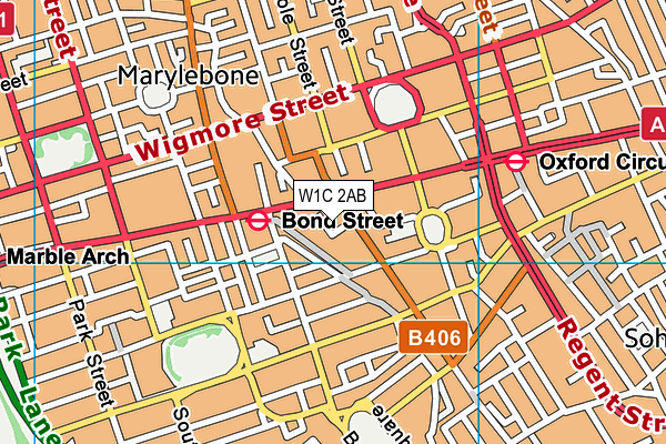 W1C 2AB map - OS VectorMap District (Ordnance Survey)