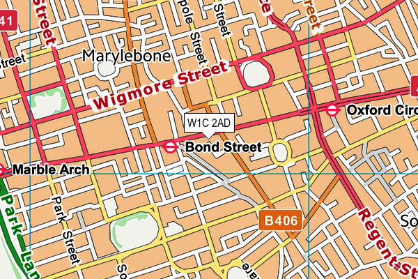 W1C 2AD map - OS VectorMap District (Ordnance Survey)