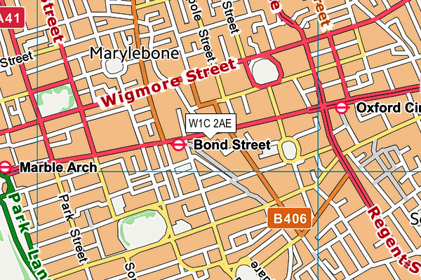 W1C 2AE map - OS VectorMap District (Ordnance Survey)