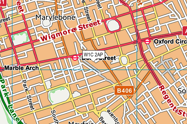 W1C 2AP map - OS VectorMap District (Ordnance Survey)