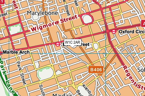 W1C 2AR map - OS VectorMap District (Ordnance Survey)