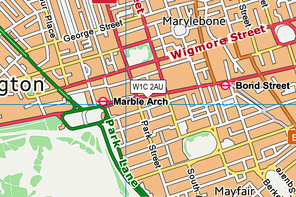 W1C 2AU map - OS VectorMap District (Ordnance Survey)