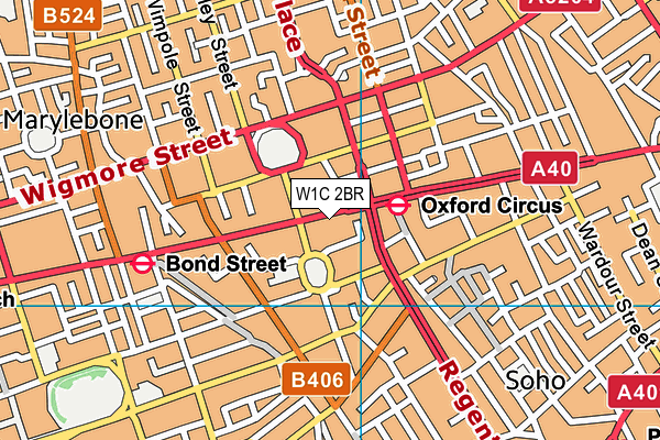 W1C 2BR map - OS VectorMap District (Ordnance Survey)