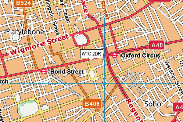 W1C 2DR map - OS VectorMap District (Ordnance Survey)