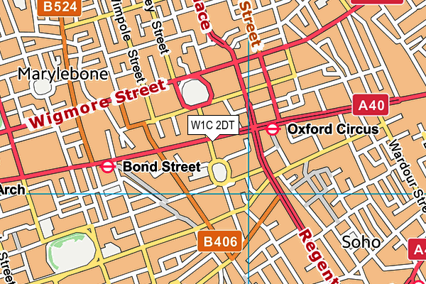 W1C 2DT map - OS VectorMap District (Ordnance Survey)