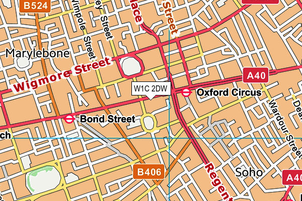 W1C 2DW map - OS VectorMap District (Ordnance Survey)