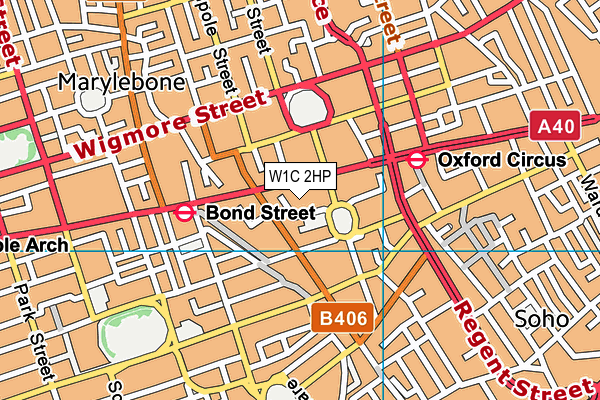 W1C 2HP map - OS VectorMap District (Ordnance Survey)