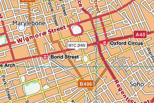 W1C 2HW map - OS VectorMap District (Ordnance Survey)
